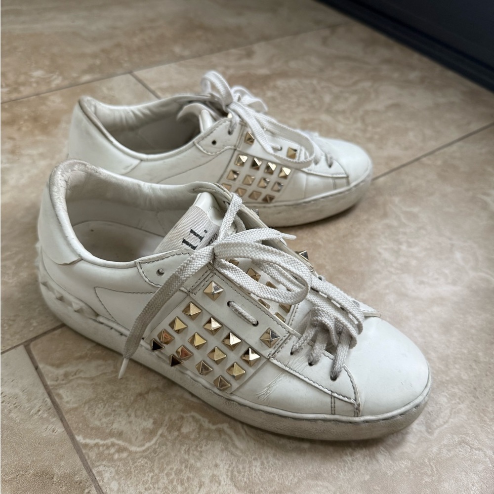 Valentino White Studded Women's Sneakers
